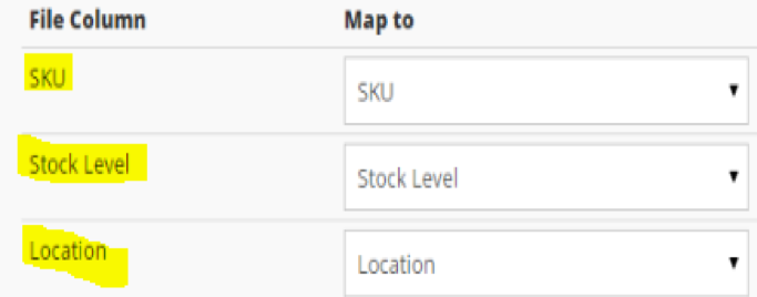 map the stock location you want to update and hit next