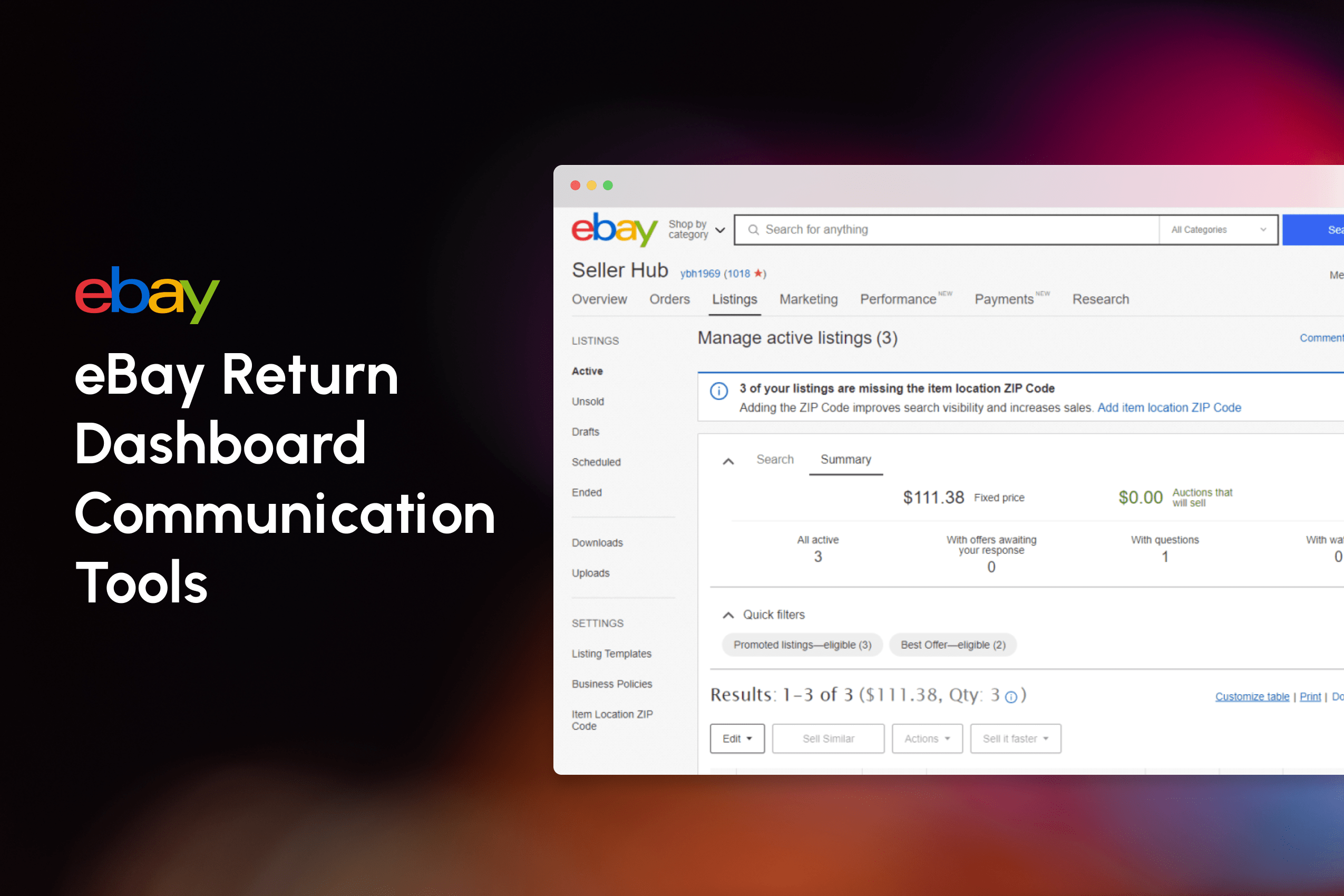 eBay Return Dashboard Communication Tools